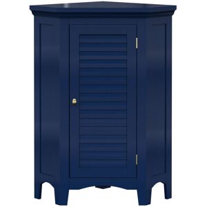 Teamson Home Freestanding Bathroom Corner Cabinet, Faux Louvered Door, Navy Teamson Home Freestanding Bathroom Corner Cabinet, Faux Louvered Door, Navy