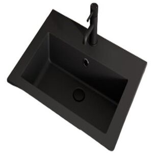 Affine 810 X 460mm Bathroom Recessed Basin Sink Modern 1 Tap Hole Black Stone Resin Affine 810 X 460mm Bathroom Recessed Basin Sink Modern 1 Tap Hole Black Stone Resin
