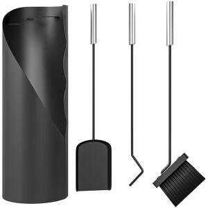 Outsunny 4 Pcs Fireplace Companion Set, Metal Fireside Companion Set, Black Outsunny 4 Pcs Fireplace Companion Set, Metal Fireside Companion Set, Black