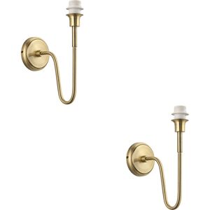Loops 2 Pack Indoor Antique Brass Plate Wall Light - Dimmable 10w Led E27 Loops 2 Pack Indoor Antique Brass Plate Wall Light - Dimmable 10w Led E27