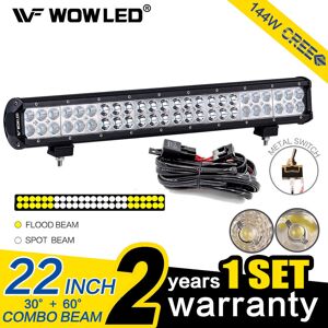 Wowled 22'' Cree Led Combo Offroad Driving Work Light Bar Atv Truck 4x4 + Wiring Wowled 22'' Cree Led Combo Offroad Driving Work Light Bar Atv Truck 4x4 + Wiring