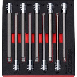 Ball-Ended Long Hex Bit Socket Set 3/8" Dr 9 Pce H4 - H12 S2 Steel Boxo Bx656-R2 Ball-Ended Long Hex Bit Socket Set 3/8" Dr 9 Pce H4 - H12 S2 Steel Boxo Bx656-R2