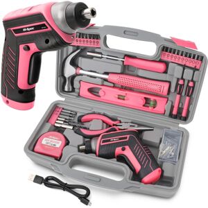 Hi-Spec 35pc Pink Tool Kit With 3.6v Usb Cordless Electric Screwdriver. Hi-Spec 35pc Pink Tool Kit With 3.6v Usb Cordless Electric Screwdriver.
