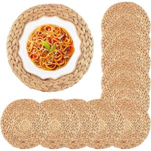 10 Pack 30cm Cattail Woven Placemats, 12 Inch Round Wicker Place Mats Handcrafte 10 Pack 30cm Cattail Woven Placemats, 12 Inch Round Wicker Place Mats Handcrafte