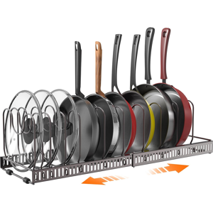 Does Not Apply Pots And Pans Organiser For Cupboard 10 Dividers, Expandable Pan Storage, Rack F Does Not Apply Pots And Pans Organiser For Cupboard 10 Dividers, Expandable Pan Storage, Rack F