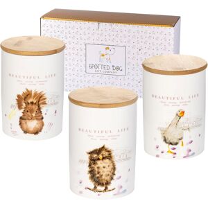 Spotted Dog Gift Company Tea Coffee Sugar Canisters, Set 3 Ceramic Storage Jars Spotted Dog Gift Company Tea Coffee Sugar Canisters, Set 3 Ceramic Storage Jars