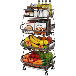 Does Not Apply Fruit Vegetable Storage Basket For Kitchen - 4 Tier Stackable Metal Wire Baskets Does Not Apply Fruit Vegetable Storage Basket For Kitchen - 4 Tier Stackable Metal Wire Baskets
