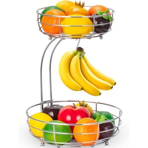 mutool Mutool 2-Tier Fruit Basket, Detachable Countertop Fruit Rack With Banana Hanger mutool Mutool 2-Tier Fruit Basket, Detachable Countertop Fruit Rack With Banana Hanger