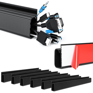 Does Not Apply 6 Pcs Desk Cable Management, 5 X 40 Cm J Channel Cable Raceway Black, Under Desk Does Not Apply 6 Pcs Desk Cable Management, 5 X 40 Cm J Channel Cable Raceway Black, Under Desk