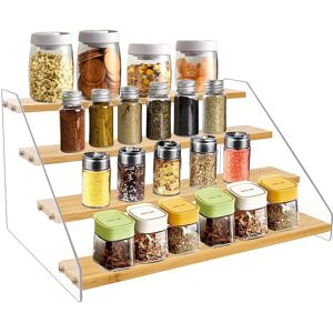 Sodial 4x(12in Spice Rack Organizer For Cabinet - Wooden 4tier Display Stand4306 Sodial 4x(12in Spice Rack Organizer For Cabinet - Wooden 4tier Display Stand4306