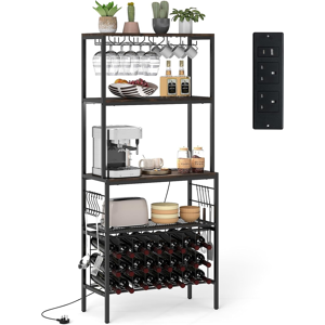 Does Not Apply Wine Rack Freestanding, 4 Tier Wood Bar Cabinet With Power Outlets, Glass & Mug Does Not Apply Wine Rack Freestanding, 4 Tier Wood Bar Cabinet With Power Outlets, Glass & Mug