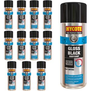Hycote Gloss Black Fast Drying Aerosol Spray Paint 400ml *12 Hycote Gloss Black Fast Drying Aerosol Spray Paint 400ml *12