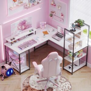 Gunji L Shaped Office Desk With Led Lights & Power Outlets Corner Computer Desk Gunji L Shaped Office Desk With Led Lights & Power Outlets Corner Computer Desk