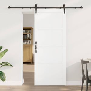 Vidaxl Sliding Door Solid Pine & Steel White/black 83x202 Cm Matte Finish Indoor Vidaxl Sliding Door Solid Pine & Steel White/black 83x202 Cm Matte Finish Indoor