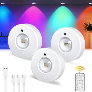 Under Cabinet Kitchen Lights Rechargeable Wireless Puck Lights With Remote, Rgb Under Cabinet Kitchen Lights Rechargeable Wireless Puck Lights With Remote, Rgb