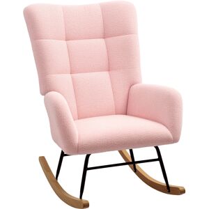 Homcom Rocking Chair, Modern Armchair With Backrest For Bedroom, Light Pink Homcom Rocking Chair, Modern Armchair With Backrest For Bedroom, Light Pink