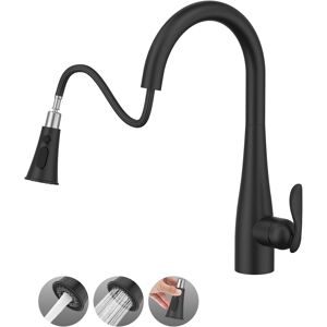 Kitchen Faucet With Pull Down 3 Mode Sprayer, Matte Black Stainless Steel Single Kitchen Faucet With Pull Down 3 Mode Sprayer, Matte Black Stainless Steel Single