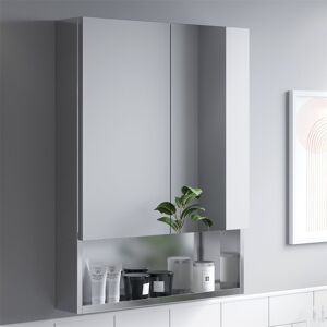 Affine Bathroom Double Door Mirror Stainless Steel Shelf Modern Cabinet 800 X 600mm Affine Bathroom Double Door Mirror Stainless Steel Shelf Modern Cabinet 800 X 600mm