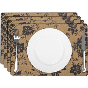 Boho Print Rectangular Placemats Set Of 4, 30x45 Cm Non-Slip Cork Place Mats Wit Boho Print Rectangular Placemats Set Of 4, 30x45 Cm Non-Slip Cork Place Mats Wit