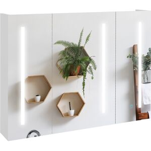Kleankin Wall Mounted Bathroom Storage Cupboard With Light, Mirror And Shelf Kleankin Wall Mounted Bathroom Storage Cupboard With Light, Mirror And Shelf