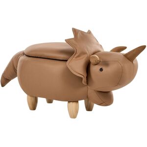Beliani Storage Animal Stool Triceratops Fabric Brown Beliani Storage Animal Stool Triceratops Fabric Brown