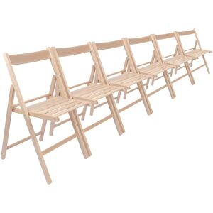 Harbour Housewares 6x Natural Wooden Folding Chairs Foldable Space Saving Slatted Office Seat Harbour Housewares 6x Natural Wooden Folding Chairs Foldable Space Saving Slatted Office Seat