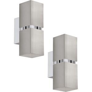 Loops 2 Pack Wall Light Satin Nickel Chrome Square Shades GU10 2x3.3W Included - Wall Light Loops 2 Pack Wall Light Satin Nickel Chrome Square Shades GU10 2x3.3W Included - Wall Light