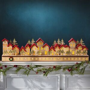 Wooden House Advent Calendar With 28 Led Lights Wooden House Advent Calendar With 28 Led Lights
