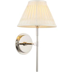 Loops Indoor Bright Nickel Plate Wall Light - Ivory Silk Shade - Dimmable 6w Led E14 Loops Indoor Bright Nickel Plate Wall Light - Ivory Silk Shade - Dimmable 6w Led E14