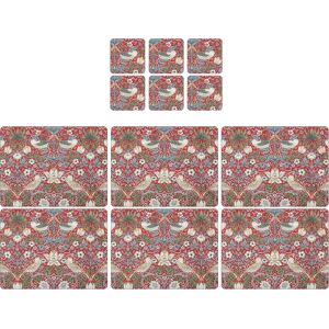 Strawberry Thief Red Placemats And Coasters Set Strawberry Thief Red Placemats And Coasters Set