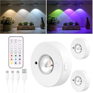 Under Cabinet Led Lights With Remote, 3pcs Rgb Wireless Battery Powered Puck Lig Under Cabinet Led Lights With Remote, 3pcs Rgb Wireless Battery Powered Puck Lig
