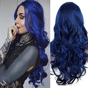 Baruisi Long Blue Wigs For Women Curly Wavy Synthetic Hair Wigs Heat Resistant Cosplay Baruisi Long Blue Wigs For Women Curly Wavy Synthetic Hair Wigs Heat Resistant Cosplay