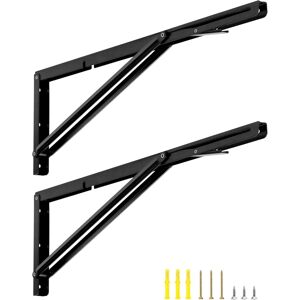 Qwork® 2 Pack 24" Heavy Duty Folding Shelf Brackets For Wall Mounted Folding T Qwork® 2 Pack 24" Heavy Duty Folding Shelf Brackets For Wall Mounted Folding T