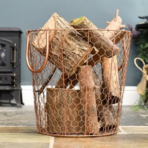 Black Country Metal Works Large Rose Gold Wire Log Basket Black Country Metal Works Large Rose Gold Wire Log Basket
