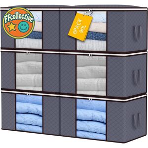 90l Storage Bags 6-Pack Large Clothes Boxes Foldable Zipped Reinforced Handle 90l Storage Bags 6-Pack Large Clothes Boxes Foldable Zipped Reinforced Handle