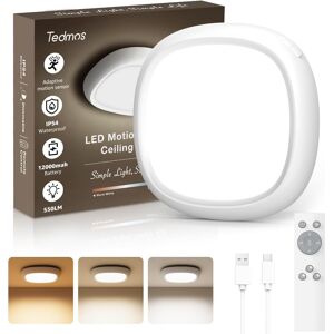 Tedmos Usb Rechargeable Ceiling Light With Remote, Waterproof 550lm 12000mah Motion Se Tedmos Usb Rechargeable Ceiling Light With Remote, Waterproof 550lm 12000mah Motion Se