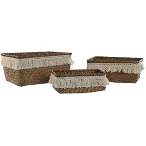 Basket Set Home Esprit Natural Fibre Boho Worn 23 X 17 X 10 Cm Basket Set Home Esprit Natural Fibre Boho Worn 23 X 17 X 10 Cm