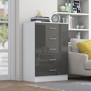 5 Drawer Chest - Grey Gloss Fronts & Matt White Carcass Reflect 5 Drawer Chest - Grey Gloss Fronts & Matt White Carcass Reflect