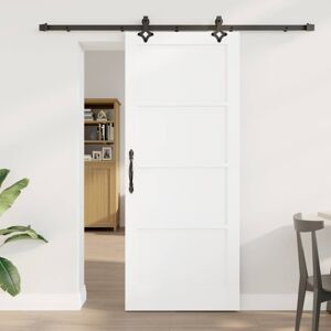 Vidaxl Sliding Door Solid Pine Wood & Steel White/black 83x202cm Matte Kit Indoor Vidaxl Sliding Door Solid Pine Wood & Steel White/black 83x202cm Matte Kit Indoor