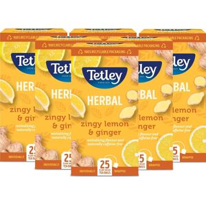 Tetley Zingy Lemon & Ginger Herbal Tea Bags - Naturally Caffeine-Free - Perfect Tetley Zingy Lemon & Ginger Herbal Tea Bags - Naturally Caffeine-Free - Perfect