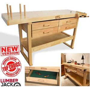 4 Drawer Woodworking Bench Lumberjack Heavy Duty With 7" Vice & Bottom Storage 4 Drawer Woodworking Bench Lumberjack Heavy Duty With 7" Vice & Bottom Storage