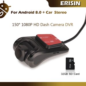 Erisin 150° Hd 1080p Car Dvr Usb Dash Camera Recorder 32gb Sd Card For Android Satnav Erisin 150° Hd 1080p Car Dvr Usb Dash Camera Recorder 32gb Sd Card For Android Satnav