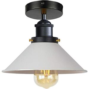 Modern Semi Flush Mount Ceiling Light Metal White 22cm Industrial E27 Cone Shape Modern Semi Flush Mount Ceiling Light Metal White 22cm Industrial E27 Cone Shape