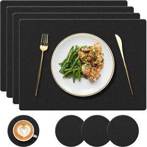 Silicone Place Mat And Coaster Set Of 4, Placemats Heat-Resistant 450 °f, Non-Sl Silicone Place Mat And Coaster Set Of 4, Placemats Heat-Resistant 450 °f, Non-Sl