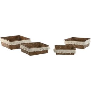 Basket Set Home Esprit Natural Fibre Boho Worn 26 X 26 X 10 Cm Basket Set Home Esprit Natural Fibre Boho Worn 26 X 26 X 10 Cm