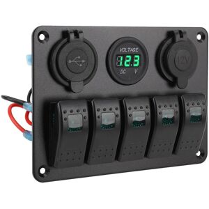 ﹒green Switch Panel Dc 12-24v 5 Gang Aluminum Alloy Ip65 Water Resistant ﹒green Switch Panel Dc 12-24v 5 Gang Aluminum Alloy Ip65 Water Resistant