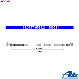 Ate Alfa Romeo Mito Handbrake Cable - Rear Right 1658mm Ate Alfa Romeo Mito Handbrake Cable - Rear Right 1658mm
