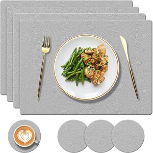4 Silicone Tablemats + 4 Coasters, Heat Resistant 450 °f, Washable And Waterproo 4 Silicone Tablemats + 4 Coasters, Heat Resistant 450 °f, Washable And Waterproo
