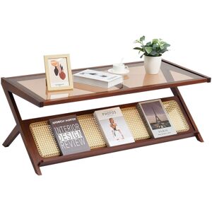 Vevor Rattan Coffee Table Z-Shaped Rattan Coffee Table 1-Tier For Living Room Vevor Rattan Coffee Table Z-Shaped Rattan Coffee Table 1-Tier For Living Room