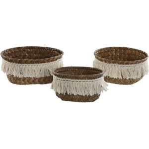 Basket Set Home Esprit Natural Fibre Boho Worn 16 X 16 X 6 Cm Basket Set Home Esprit Natural Fibre Boho Worn 16 X 16 X 6 Cm